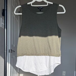 Banana Republic Olive and White Color Block Tank Top